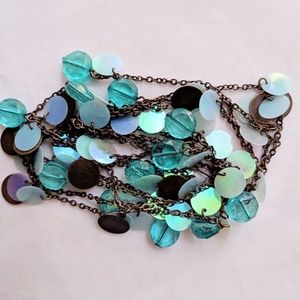 Long Antiqued Iridescent Boho Flutter Necklace